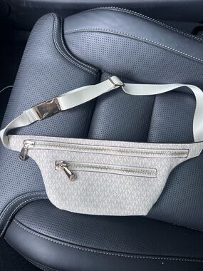Michael Kors Cream Logo Belt Bag with Rose-Gold Hardware